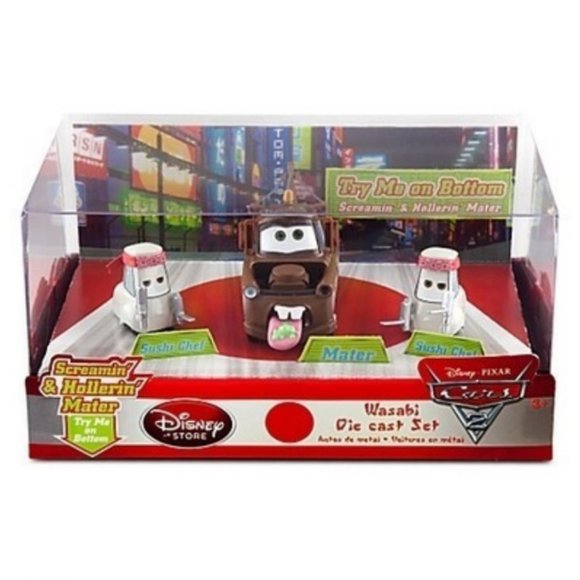 CARS 2 Talking Screaming Hollering Mater Sushi Chefs Wasabi Set Pixar - Picture 1 of 2
